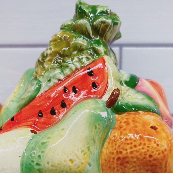 Cottagecore Vintage GOURMET Fruit Basket & Daisy Flowers Canister Set of 3 - Picture 4 of 11